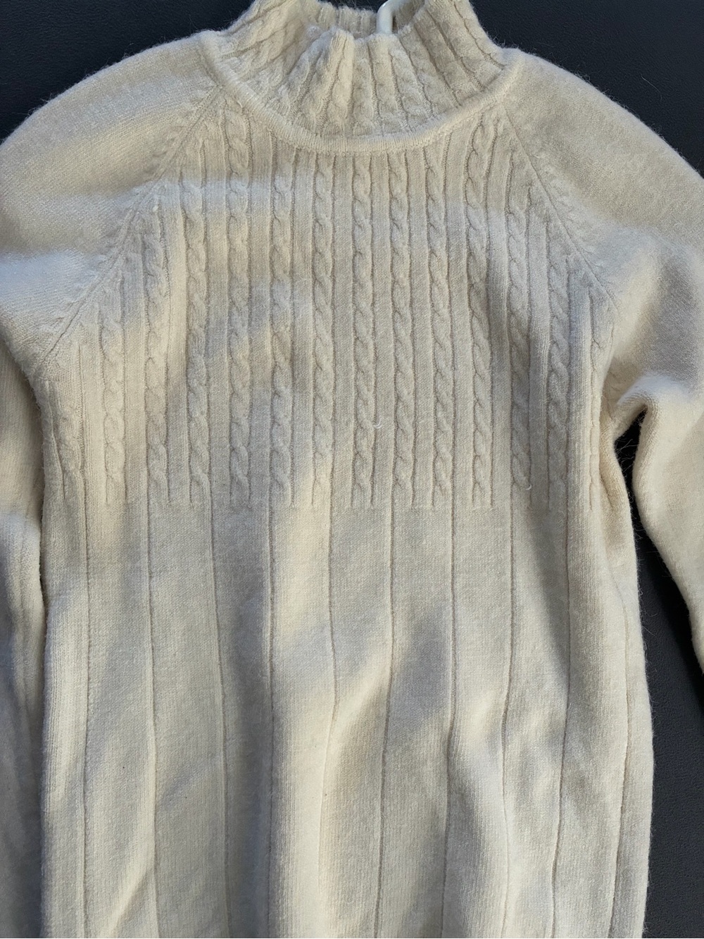 Men's Cream Cable Turtleneck Sweater.